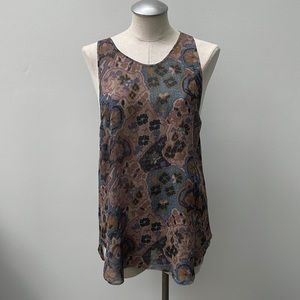 Aritzia Wilfred Printed Silk Top Tank Tunic Sleeveless M